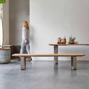Tikamoon, Bank aus Teak massiv und Aluminium Harper Bank aus Teak massiv und Aluminium Harper, Tikamoon - Bank aus Teak massiv und Aluminium Harper, One Size, Zimt