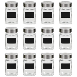 vidaXL, vidaXL Vorratsgläser mit Aufkleber 12 Stk. 300 ml, vidaXL Vorratsgläser mit Aufkleber 12 Stk. 300 ml