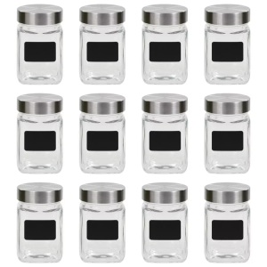vidaXL, vidaXL Vorratsgläser mit Aufkleber 12 Stk. 300 ml, vidaXL Vorratsgläser mit Aufkleber 12 Stk. 300 ml
