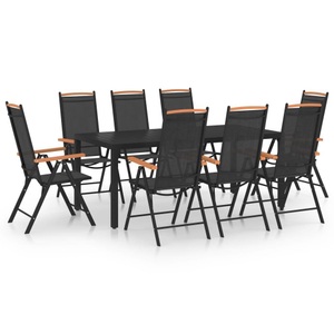vidaXL, vidaXL 9-tlg. Garten-Essgruppe Aluminium Schwarz