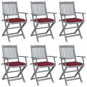vidaXL, vidaXL Klappbare Gartenstühle 6 Stk. mit Kissen Massivholz Akazie, vidaXL Klappbare Gartenstühle 6 Stk. mit Kissen Massivholz Akazie