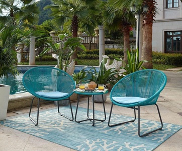 mutoni Garten, Garten Sitzgruppe Polyrattan (3-tlg), Garten Sitzgruppe Polyrattan türkis (3-tlg)