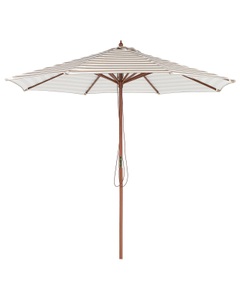 Beliani, Beliani Sonnenschirm Ø260 cm beige/weiß FERENTILLO, Beliani - Marktschirm aus Polyester FERENTILLO, One Size, Weiss Bunt