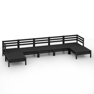 vidaXL, vidaXL 7-tlg. Garten-Lounge-Set Schwarz Massivholz Kiefer
