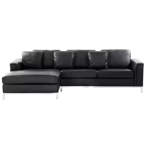 Beliani, Beliani Ecksofa Leder schwarz rechtsseitig OSLO, Beliani - Rechtsseitiges Ecksofa aus Echtleder Industriell OSLO, One Size, Schwarz