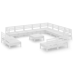 vidaXL, vidaXL 13-tlg. Garten-Lounge-Set Massivholz Kiefer Weiß, vidaXL 13-tlg. Garten-Lounge-Set Massivholz Kiefer Weiß