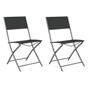 vidaXL, vidaXL Klappbare Gartenstühle 2 Stk. Schwarz Stahl und Textilene