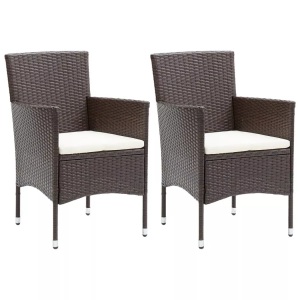 vidaXL, vidaXL Garten-Essstühle 2 Stk. Poly Rattan Braun