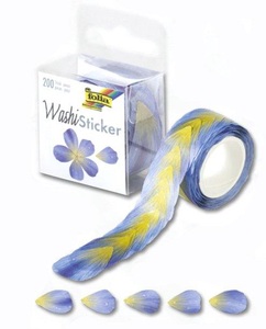 folia, Folia Autocollants en rouleau Washi fleurs, Folia Sticker auf Rolle Washi Blüten, Blau, 200 Sticker