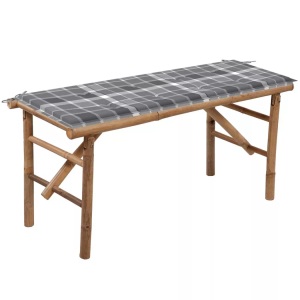 vidaXL, vidaXL Klappbare Gartenbank mit Auflage 118 cm Bambus, vidaXL Klappbare Gartenbank mit Auflage 118 cm Bambus