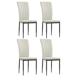 vidaXL, vidaXL Esszimmerstühle 4 Stk. Creme Samt, vidaXL Esszimmerstühle 4 Stk. Creme Samt