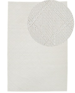 Beliani, Beliani Dekorativer Wollteppich 160 x 230 cm weiss ELLEK, Beliani - Teppich aus Wolle Skandinavisch ELLEK, 160X230CM, Schneeweiss