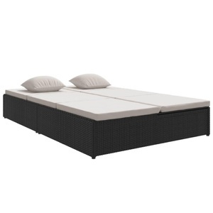 vidaXL, vidaXL Sonnenliege mit Auflagen Poly Rattan Schwarz, vidaXL Sonnenliege mit Auflagen Poly Rattan Schwarz
