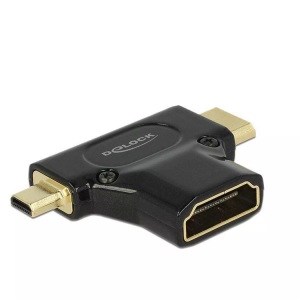 Delock, HDMI-A Buchse > HDMI-Mini C + HDMI-Micro D Stecker, Adapter, Delock Adapter HDMI - Micro-HDMI (HDMI-D)/Mini-HDMI (HDMI-C)