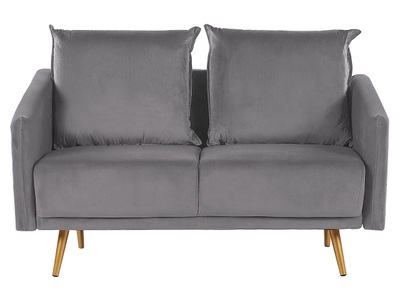 Beliani, 2 Sitzer Sofa aus Samtstoff Retro MAURA 2 Sitzer Sofa aus Samtstoff Retro MAURA, Beliani - 2 Sitzer Sofa aus Samtstoff Glamourös MAURA, One Size, Taubengrau