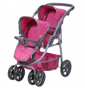 Knorrtoys, Knorrtoys Zwillingspuppenwagen Milo, Knorrtoys® Puppen-Zwillingsbuggy »Milo - berry«