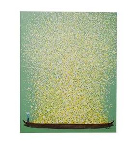 Kare Design, Leinwandbild Flower Boat Lila weiss 120x160, Leinwandbild Flower Boat grün gelb 120x160