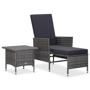 vidaXL, vidaXL 2-tlg. Garten-Lounge-Set mit Auflagen Poly Rattan Grau
