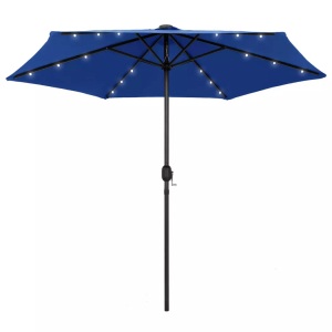 Diverse Hardware, Sonnenschirm mit LED-Leuchten & Aluminium-Mast 270 cm Azurblau, vidaXL Sonnenschirm mit LED-Beleuchtung und Alu-Mast 270 cm Azurblau