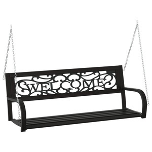 vidaXL, vidaXL Hollywoodschaukel 125 cm Stahl und Kunststoff Schwarz, vidaXL Hollywoodschaukel 125 cm Stahl und Kunststoff Schwarz