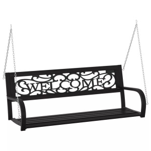 vidaXL, vidaXL Hollywoodschaukel 125 cm Stahl und Kunststoff Schwarz, vidaXL Hollywoodschaukel 125 cm Stahl und Kunststoff Schwarz