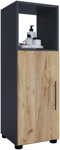 VCM, Holz Badmöbel Midischrank Badregal Badschrank Badezimmer Möbel Regal Flandu Holz Badmöbel Midischrank Badregal Badschrank Badezimmer Möbel Regal Flandu, VCM - Holz Midischrank | Badschrank mit offenem Fach und einer Drehtür Maße H. 93 x B. 31 T. 30 cm Flandu, 31cm, Schwarz Leicht
