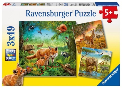 Ravensburger, RAVENSBURGER Puzzle 3x49 Teile Tiere der Erde, Ravensburger Kinderpuzzle - 09330 Tiere der Erde - Puzzle für Kinder ab 5 Jahren mit 3x49 Teilen