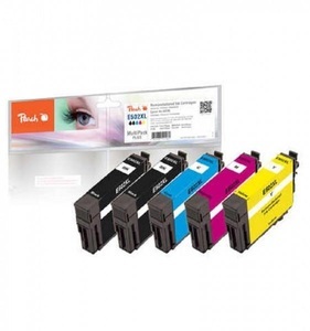 Peach, Peach Spar Pack Plus Tintenpatronen, kompatibel zu Epson No. 502XL, Peach E502 XL 5 Druckerpatronen XL (2*bk, c/m/y) ersetzt Epson No. 502XL für z.B. Epson Expression Home XP -5100, Epson Expression Home XP -5105