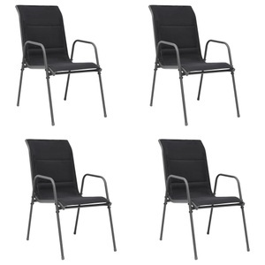 vidaXL, vidaXL Stapelbare Gartenstühle 4 Stk. Stahl und Textilene Schwarz, 