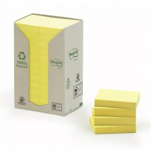 3m, 3M Notizzettel Post-it Green Notes 3.8 cm x, 3M Post-it Haftnotizen Recycling, 51mm x 38mm, gelb, 653-1T, (24 x 100 Blatt)