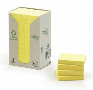 3m, 3M Notizzettel Post-it Green Notes 3.8 cm x, 3M Post-it Haftnotizen Recycling, 51mm x 38mm, gelb, 653-1T, (24 x 100 Blatt)