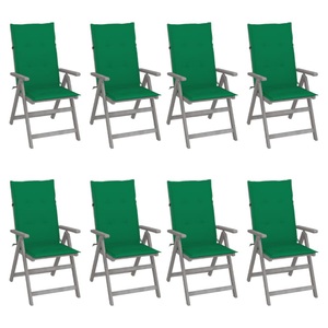 vidaXL, vidaXL Verstellbare Gartenstühle mit Auflagen 8 Stk. Grau Akazienholz, 
