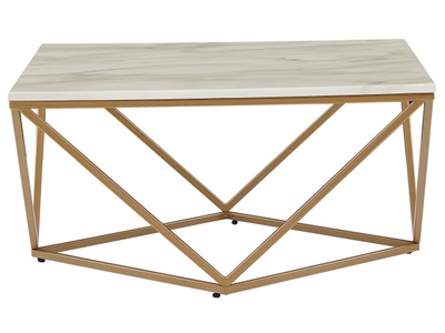 Beliani, Beliani Couchtisch weiss/Gold Marmor Optik MALIBU, Beliani - Couchtisch aus MDF-Platte Modern MALIBU, One Size, Perle