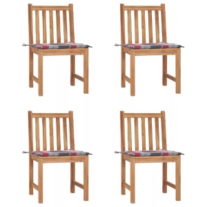 vidaXL, vidaXL Gartenstühle 4 Stk. mit Kissen Massivholz Teak, vidaXL Gartenstühle 4 Stk. mit Kissen Massivholz Teak