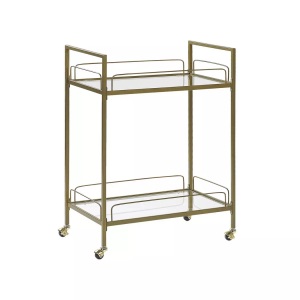 Beliani, Beliani Servierwagen Metall / Glas gold 2 Etagen VENETA, Beliani Servierwagen Metall / Glas gold 2 Etagen VENETA