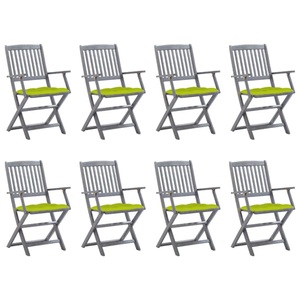 vidaXL, vidaXL Klappbare Gartenstühle 8 Stk. mit Kissen Massivholz Akazie