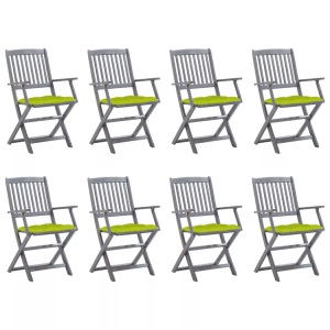vidaXL, vidaXL Klappbare Gartenstühle 8 Stk. mit Kissen Massivholz Akazie