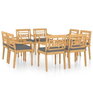 vidaXL, vidaXL Batavia-Stühle 8 Stk. mit Kissen Massivholz Teak, vidaXL Batavia-Stühle 8 Stk. mit Kissen Massivholz Teak