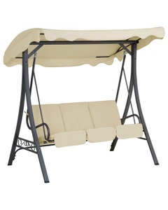 Beliani, Hollywoodschaukel Sonnendach beige GARBO, Beliani - Hollywoodschaukel aus Stahl Klassisch GARBO, One Size, Perle