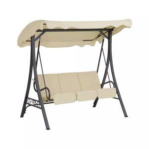 Beliani, Hollywoodschaukel Sonnendach beige GARBO, Beliani - Hollywoodschaukel aus Stahl Klassisch GARBO, One Size, Perle