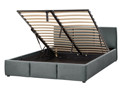 Beliani, Bett mit Bettkasten aus Samtstoff BOUSSE Bett mit Bettkasten aus Samtstoff BOUSSE, Beliani - Bett mit Stauraum aus Samtstoff BOUSSE, 140x200 cm, Spacegrau