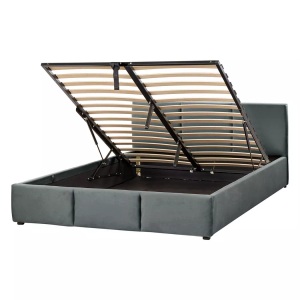 Beliani, Bett mit Bettkasten aus Samtstoff BOUSSE Bett mit Bettkasten aus Samtstoff BOUSSE, Beliani - Bett mit Stauraum aus Samtstoff BOUSSE, 140x200 cm, Spacegrau
