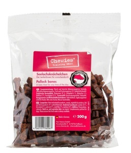 Chewies, 8 x 200 g Chewies Knöchelchen Kausnacks + Snackbeutel gratis! - Lachsknöchelchen, Chewies Goodies 200 g - Seelachs 200 g