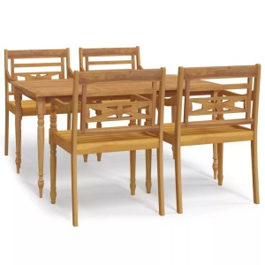 vidaXL, vidaXL 5-tlg. Garten-Essgruppe Massivholz Teak