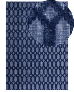 Beliani, Beliani Teppich marineblau 160 x 230 cm Kurzflor CIZRE, Beliani - Teppich aus Viskose Modern CIZRE, 160X230CM, Dunkelblau