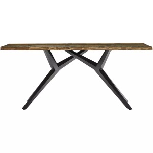mutoni design, Tisch 160x85 cm - Altholz lackiert bunt - Metall antikschwarz, Massivholztisch 160x85 - Altholz lackiert bunt - Metall antikschwarz