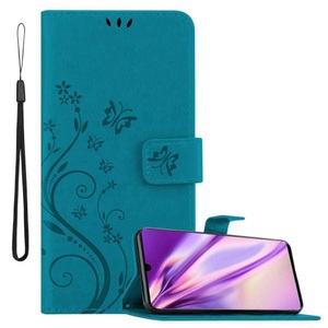 Cadorabo, Hülle für Huawei P30 PRO Blumen Design Magnetverschluss, Cadorabo - Hülle für Huawei P30 PRO Blumen Design Magnetverschluss, Blau