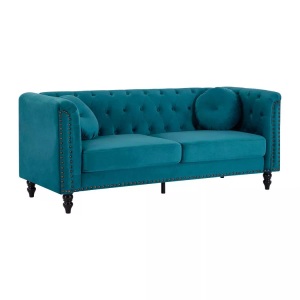 Vente-unique, Sofa 3-Sitzer - Samt - Grün - TURNER Sofa 3-Sitzer - Samt - Grün - TURNER, Vente-unique - Sofa 3-Sitzer - Samt - Grünblau - TURNER, One Size