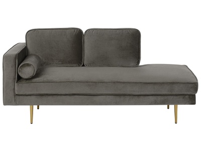 Beliani, Beliani Chaiselongue Samtstoff taupe linksseitig MIRAMAS, 