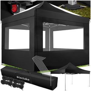 TecTake, Pavillon faltbar und höhenverstellbar Pavillon faltbar und höhenverstellbar, Tectake - Pavillon faltbar und höhenverstellbar, 300cm, Schwarz